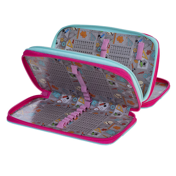 Пенал 3секц. д/дев. 190*110 Hatber "Sweets" с табл.умножения  на молнии глянц. ламин. в индив.упак.