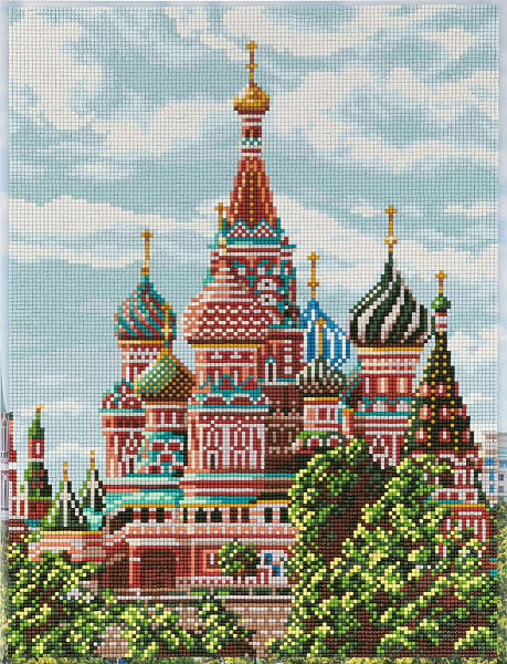 Алмазная мозаика 30*40 "ФРЕЯ" на подрамнике "Храм Василия Блаженного"