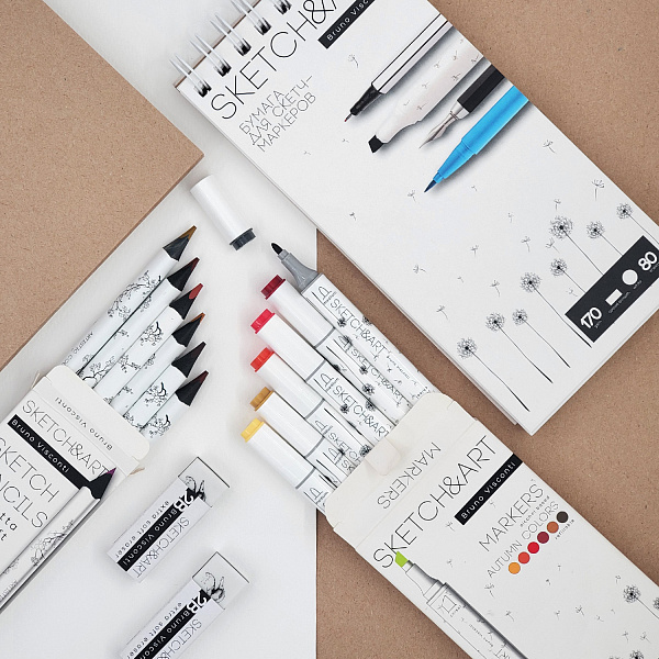 SKETCHBOOK 105х220 мм 80 л. 170 гр. на гребне, ДЛЯ СКЕТЧ-МАРКЕРОВ SKETCH&ART BV