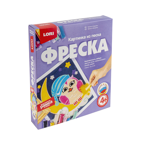 Картина из песка. Фреска. "Совушка"