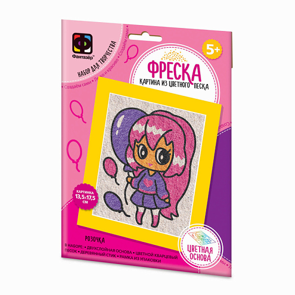 Картина из песка. Фреска. "Аниме "Розочка"
