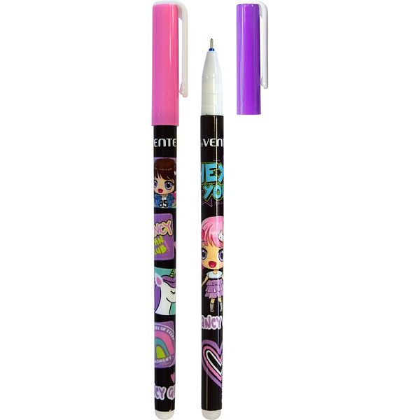 Ручка гелевая стираемая d=0,5 мм deVENTE " Fancy Girl"" Синяя.с ластиком+ смен.стержень,2 дизайна