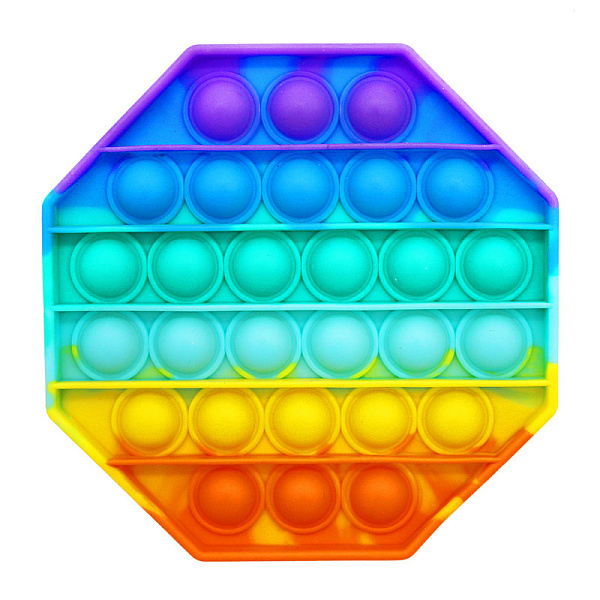 Игрушка-антистресс силиконовая "POP-IT" восьмиугольник,12,5х12,5 см. цв.радуга