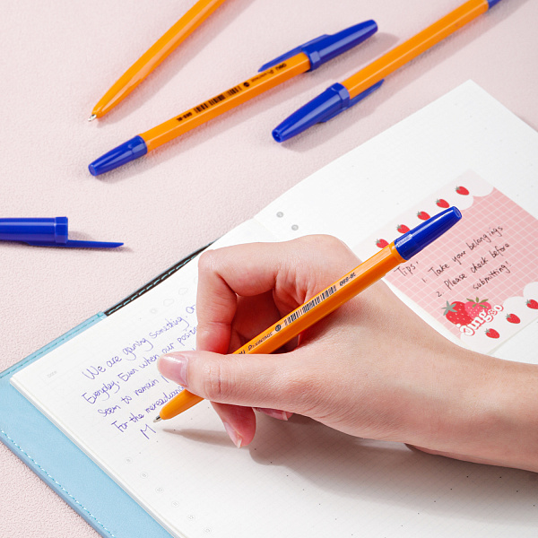 Ручка шариковая 0,7 мм Deli P1-Vintage, Синяя, корп.оранжевый 