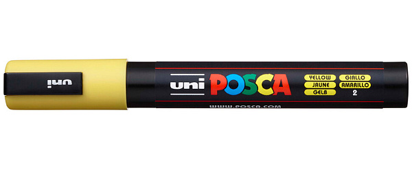 Маркер акрил. POSСA PC-5M жёлтый, 1.8-2.5 мм.(номерцвета 2)