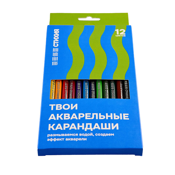 Карандаши 12 цв. акварельные "Стихия" в картонной упаковке