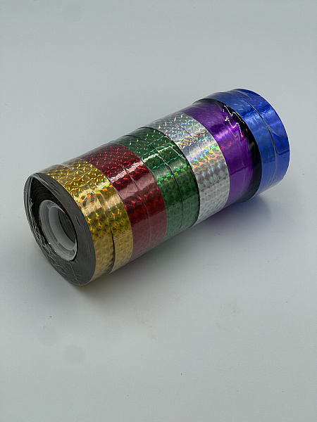 Клейкая лента голографическая 12мм*66м МИКС (спайка 12 штук) цена за 1 штуку 
