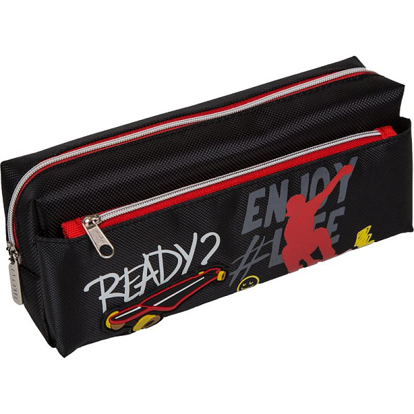 Пенал "deVENTE. Ready to Skate" 21x9x6 см, прямоуг.для 60 пр.матовая иск.кожа с дизайном, на молнии