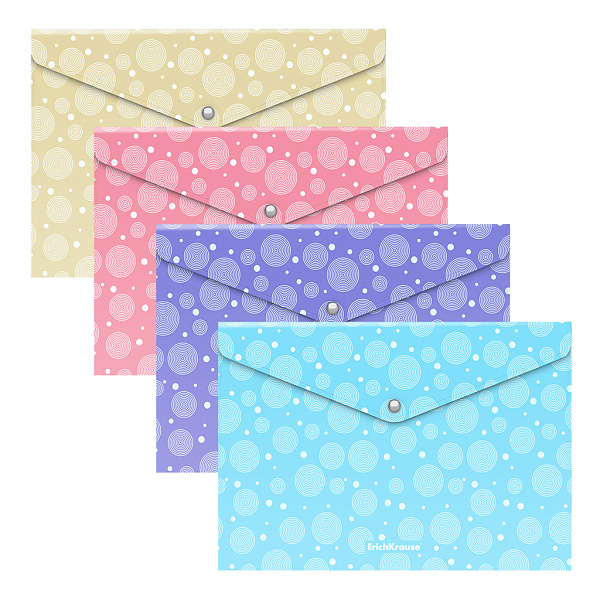 Папка-конверт на кн. В5 ErichKrause® Pastel Dots, полупрозрачная, ассорти 