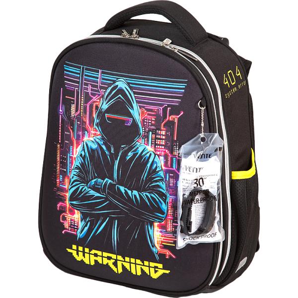 Рюкзак школьный "deVENTE. Choice. Cyber" жесткий 38x28x16 см (17 л) вес 950 г, 1 отд. на молнии с разделителями для учебников, 1 отделение с органайзером, 2 боковых кармана сеткой на резинке, эргономичная формоустойчивая вентилируемая спинка (евросет