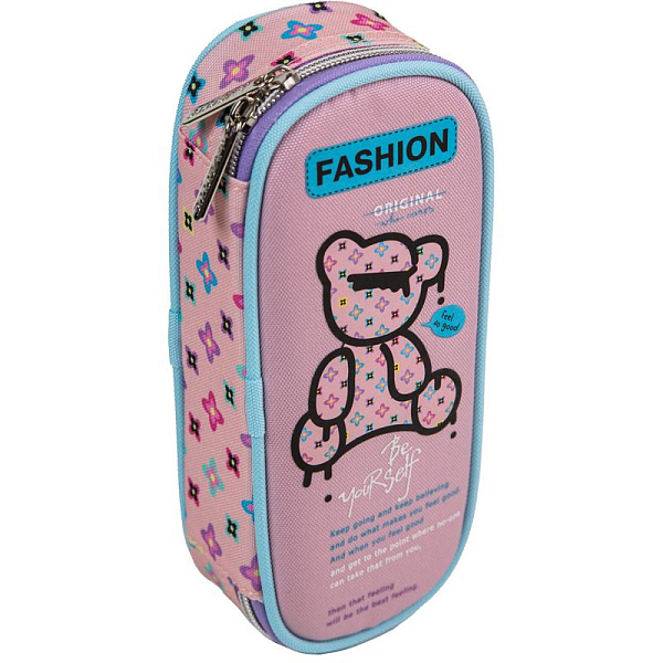 Пенал "deVENTE. Fashion Bear" 21x8x5 см, овальный для 50 пр. с внутренним органайзером-створкой, тек