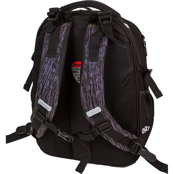 Рюкзак "deVENTE. Ergo. Sport" школьный 39x28x20 см (18 л) 600 г, 2 отделения на молнии, одно с уплотненным отделением для ноутбука до 15 дюймов и книг и карманом для учебников, второе с органайзером и карабином для ключей, передний карман на молнии с