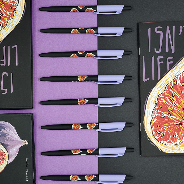 Набор ручек шарик. 2 шт. "HappyClick.Fresh & fruity. Инжир" 0.5 мм СИНЯЯ 