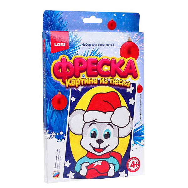 Картина из песка. Фреска. "Новогодний мышонок"