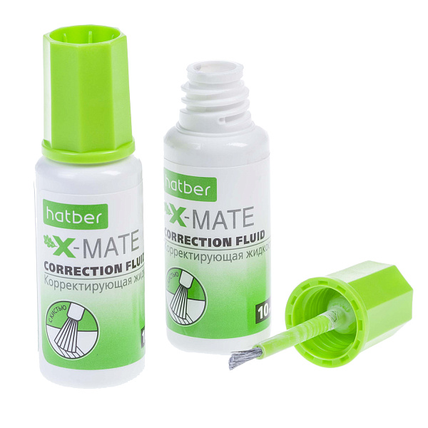 Корректир. жидкость 10 мл Hatber X-Mate на хим. основе с кисточкой