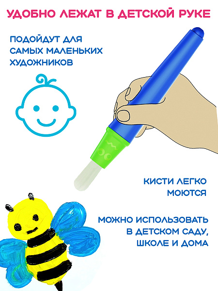 Набор кистей 3 шт. KEYROAD для рисования, синтетика, в блистере,