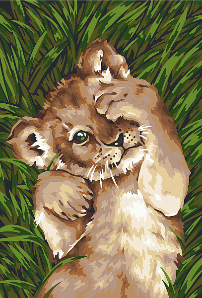 Картина по номерам 30*20 "Милый львёнок" "ФРЕЯ"