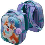 Рюкзак школьный "deVENTE. Choice. Hey Corgi" жесткий 38x28x16 см (17 л) вес 1000 г, 1 отд. на молнии с разделителями для учебников, 1 отделение с органайзером, 2 боковых кармана сеткой на резинке, эргономичная формоустойчивая вентилируемая спинка (ев