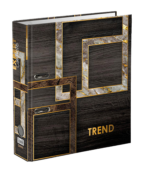 Папка-регистратор 75 мм ламинир. "Expert Complete" "Wood&Stone" Trend A4 арочный механ. глянцевый венге EC752703