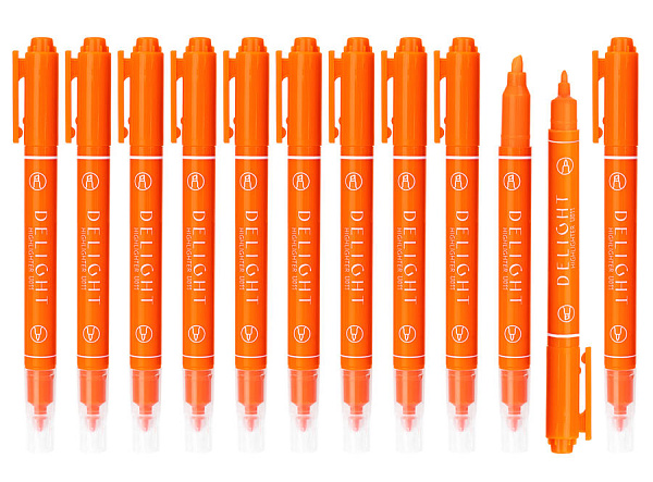 Маркер-текстовыделитель 1-4 мм Deli двойной пиш. наконечник оранжевый