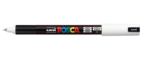 Маркер акрил. POSCA PC-1MR белый 0.7 мм, игольчатый наконечник (номер цвета1)