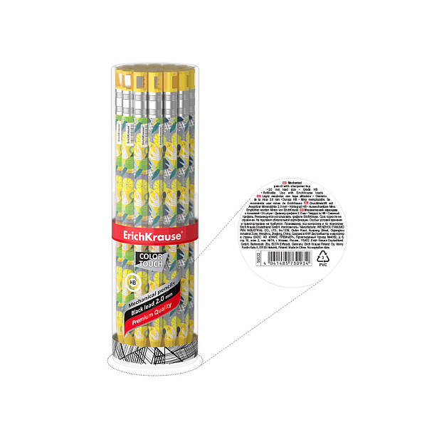 Карандаш автомат. 2,0 мм ErichKrause ColorTouch® Lime с точилкой, НВ (в тубусе по 24 шт.)
