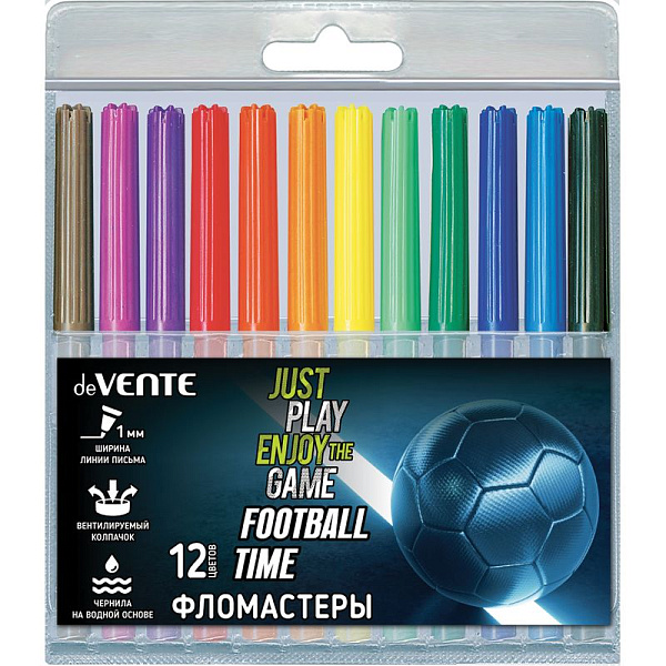 Фломастеры 12 цв. "deVENTE. Football Time" в блистере, с вентилируемым колпачком 