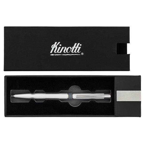 Ручка шариковая "Kinotti" "BLAMONT", метал. 1 мм .корп. темн.серебро, чернила синий