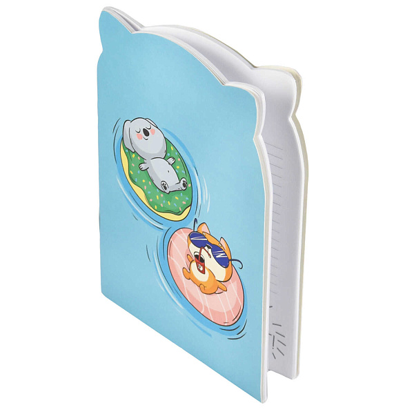 Блокнот 120*170 32 л. лин. "ОТДЫХ" /фигурная вырубка, мягкий переплёт (2 скобы). вн.блок - белый офсет, Обложка - мелованный картон 190 г/м², матовая ламинация/