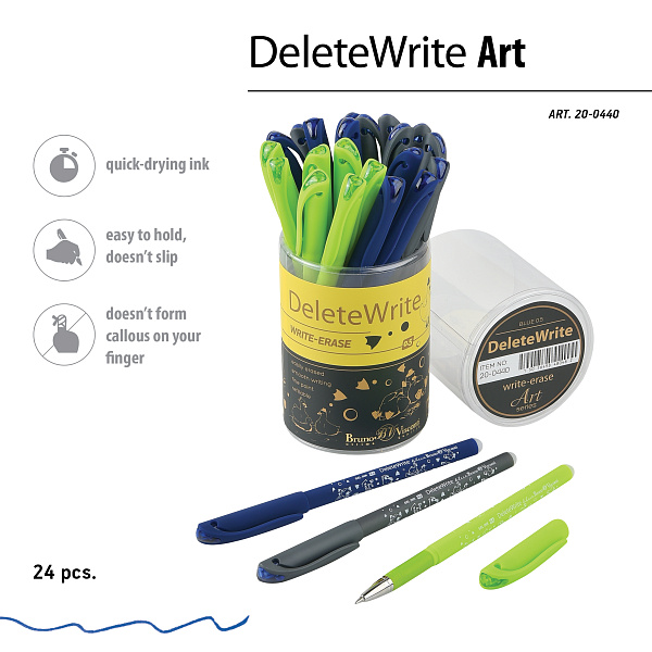 Ручка со стираемыми чернилами "DeleteWrite Art. Гуси" СИНЯЯ 0,5 мм (3 цвета корпуса)