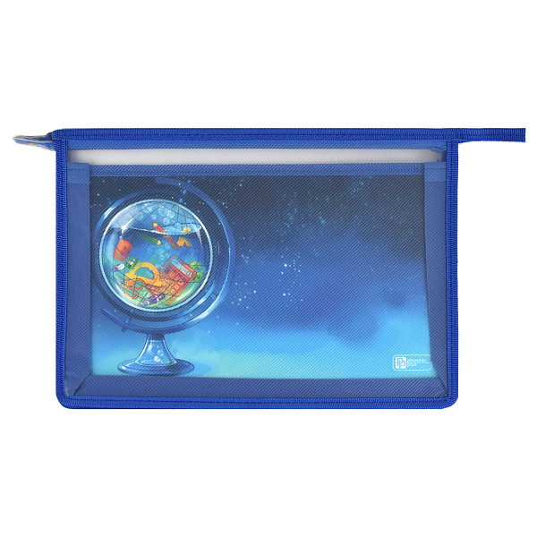 Папка для труда А4 Феникс+ "ГЛОБУС" (полипропилен, 33x23 см, 1 отд., молния, внутренний разделитель с эластичными держателями для канцелярских принад