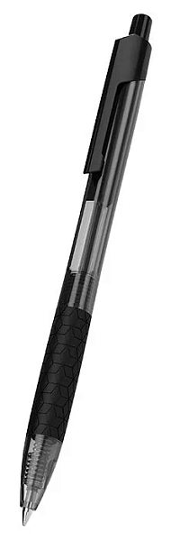Ручка шариковая автомат. 0,7 мм Deli Arrow Черная, корп.прозрачный/черный резин. манжета