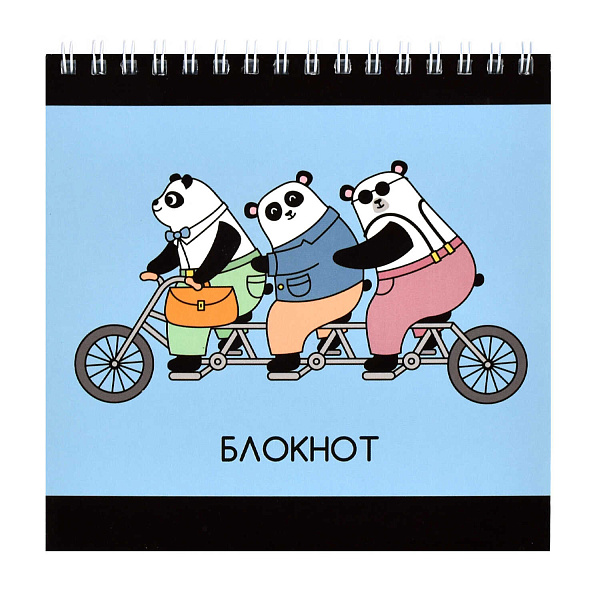 Блокнот 140*140 60 л. кл. на гребне "ТРИО" /сплошной глянцевый УФ-лак, Блок - белый офсет 65 г/м², печать в одну краску/