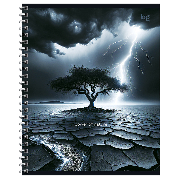 Тетрадь А5 48 листов в клетку на гребне, BG "Сила природы", обложка мелованный картон, вд-лак, 60 г/м2, эконом