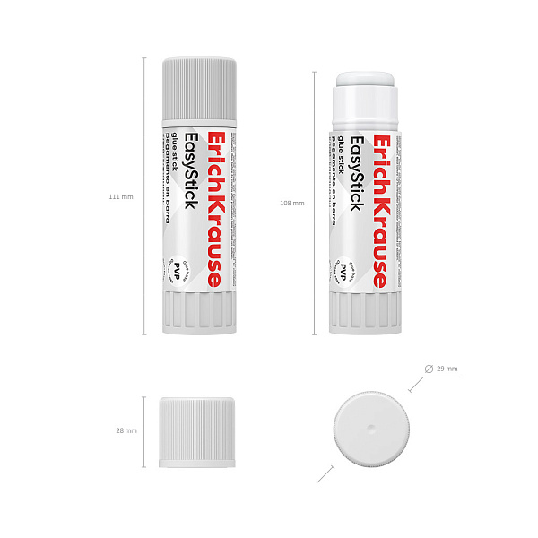 Клей-карандаш  30 г ErichKrause EasyStick, (в коробке-дисплее )