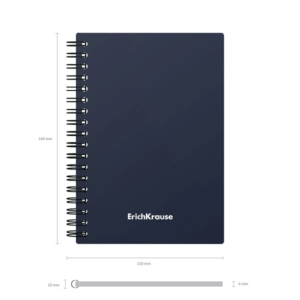 Тетрадь А6 60 л. кл. пластиковая обложка на спирали ErichKrause® Classic, ассорти
