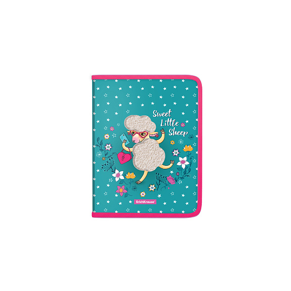 Папка для тетрадей на молнии ErichKrause® Flower Sheep, A5+ пластиковая 
