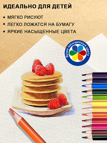 Карандаши 12 цв. Acmeliae Ultra Soft Набор цветных мягких,  в картонном футляре
