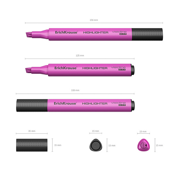 Маркер-текстовыделитель ErichKrause Visioline V-17 Neon, розовый (в коробке по 12 шт.)