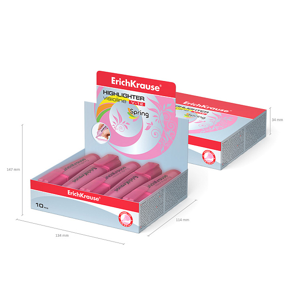 Маркер-текстовыделитель ErichKrause Visioline V-12 Spring, розовый