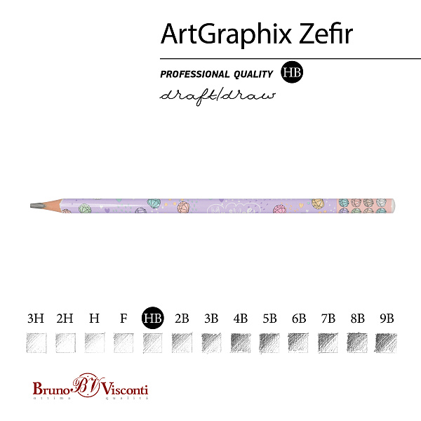 КАРАНДАШ ЧЕРНОГРАФИТОВЫЙ "ArtGraphix. Zefir. My Sweet. Зефирки" НВ (пластиковый корпус) (10131010/300421/0279344,КИТАЙ)