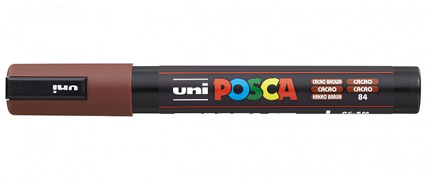 Маркер акрил. POSCA PC-5M кофейный, 1.8 - 2.5 мм,пулевидный наконечник