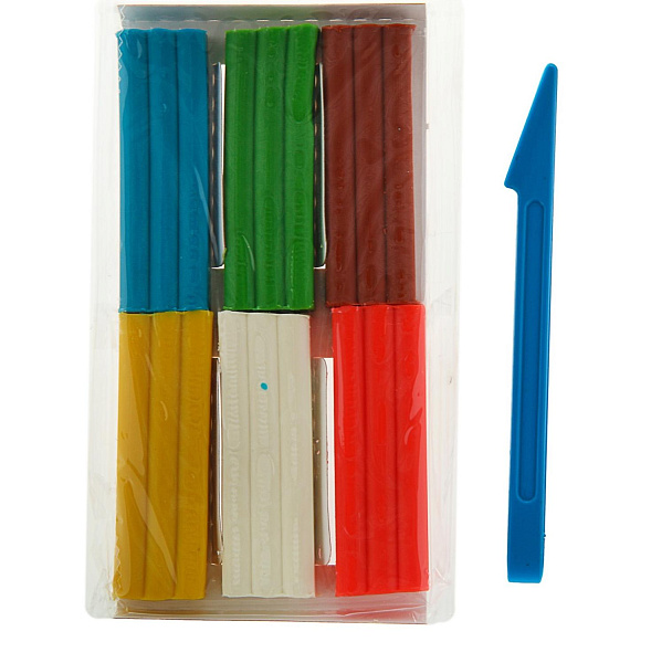 Пластилин 6 цв. восковой со стеклом "Цветик", 90г в карт.кор.