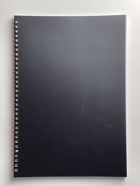 Тетрадь А4 60 л. кл. на гребне  Чёрная пластиковая обложка, офсет