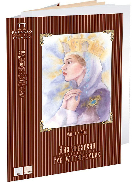 Папка д/акварели А2 10 л. "Ольга" (420х594), плотность 200г/м2, (5л слон.кость,5л белая)