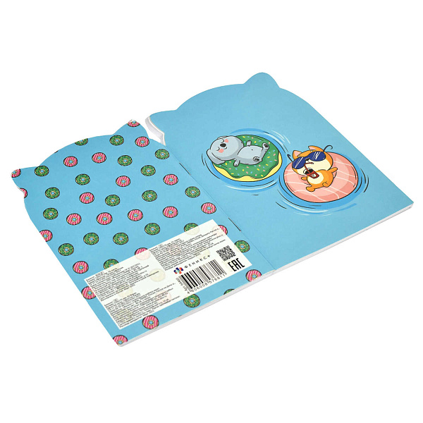 Блокнот 120*170 32 л. лин. "ОТДЫХ" /фигурная вырубка, мягкий переплёт (2 скобы). вн.блок - белый офсет, Обложка - мелованный картон 190 г/м², матовая ламинация/