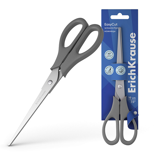 Ножницы 190 мм ErichKrause EasyCut, Ассорти (в блистере по 1 шт)