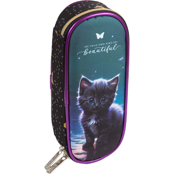 Пенал "deVENTE. Beautiful Cat" 21x8x5 см, овальный для 50 предметов, с внутренним органайзером-створ