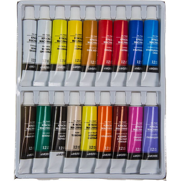 Масло "deVENTE" 36 цветов по 12 мл, в алюминиевых тубах, в картонной коробке