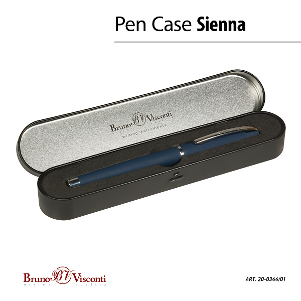 Ручка перьевая "SIENNA" 0.7 ММ, СИНЯЯ (корпус метал синий, футляр черный)